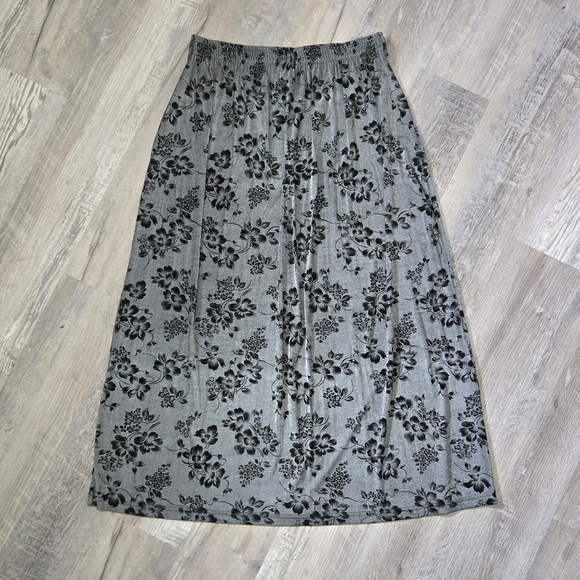 Frazier Lawrence Vintage Skirt Maxi Size Large Gray Floral High-waisted - Picture 1 of 11